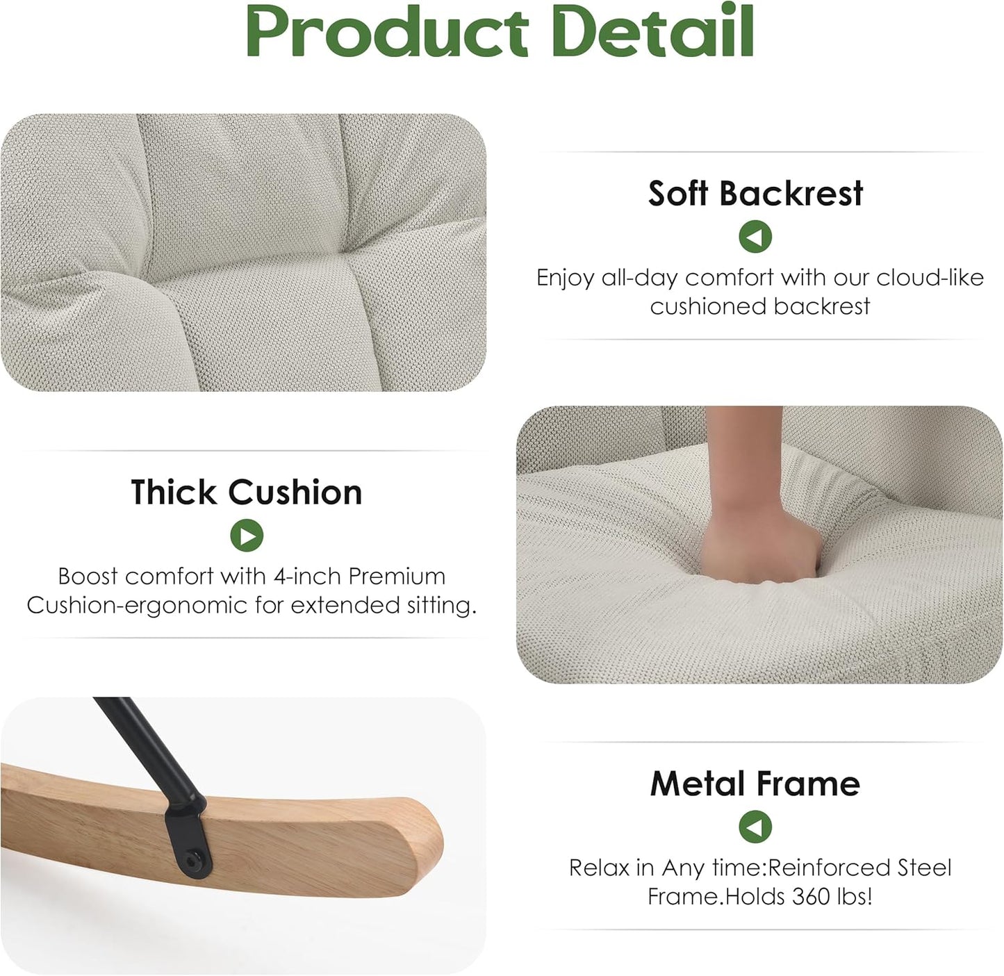 Rocking Chair Nursery, Teddy Baby Nursery Rocking Chairs, Modern Nursing Chair for Breastfeeding, Nursery Rocker for Small Spaces Indoor, Accent Glider Chairs for Living Room, Bedroom, Beige