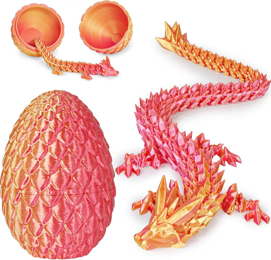 Dragon Eggs with Dragon Inside, 3D Printed Surprise Funny Gifts for Kids, Boys, Girls, Articulated Dragon Fidget Toys for Adults, Executive Desk Toys Office Room Decor (Orange Red)