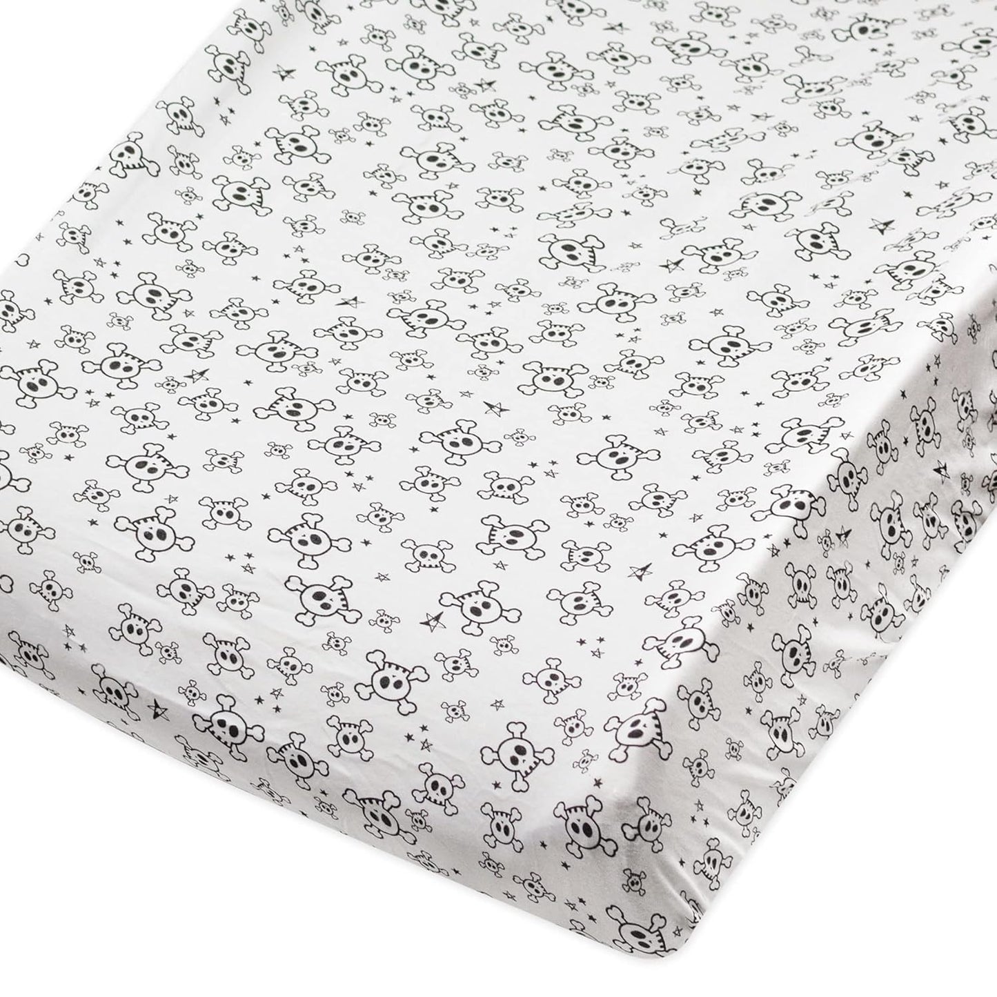 HonestBaby unisex baby Organic Cotton Changing Pad Covers (Set of Two) Winter Accessory Set, Tossed Skulls/Black, One Size US