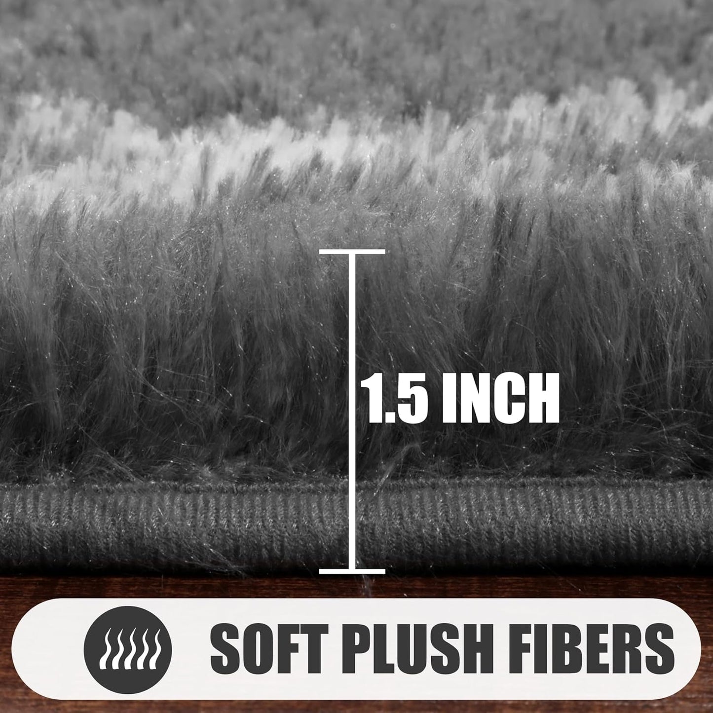 ONASAR 8x10 Area Rugs for Living Room, Fluffy Grey and White Bedroom Rug, Washable Geometric Boho Large Soft Plush Shaggy Fuzzy Floor Carpet for Nursery Kids Classroom Playroom Dorm Home Decor