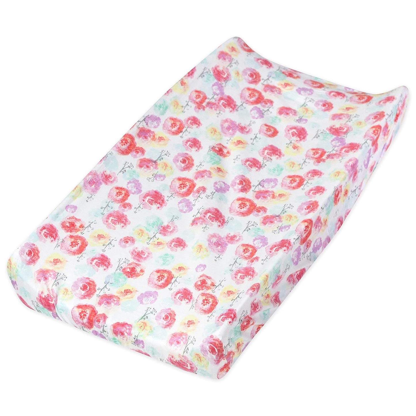 HonestBaby Girls Organic Cotton Changing Pad Cover, Rose Blossom, One Size