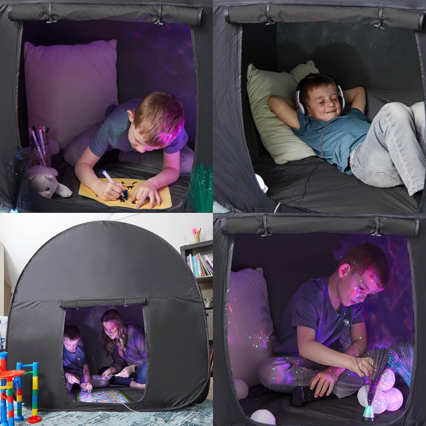 Sensory Tent for Kids & Adults | Calming Hideout & Cozy Pop-Up Blackout Sensory Tent for Autism & Anxiety | Autism Space for Calm Corners, Therapy & Relaxation | Double