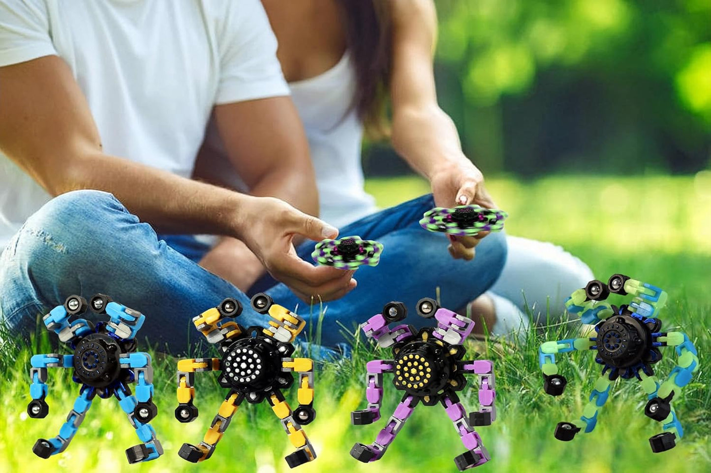 Fidget Toys Transformable Fidget Spinners for Kids and Adults Stress Relief Toys for Boys and Girls Fingertip Gyros for ADHD Autism for Kids Gifts Easter Basket Stuffers (Standard Edition-4pcs)