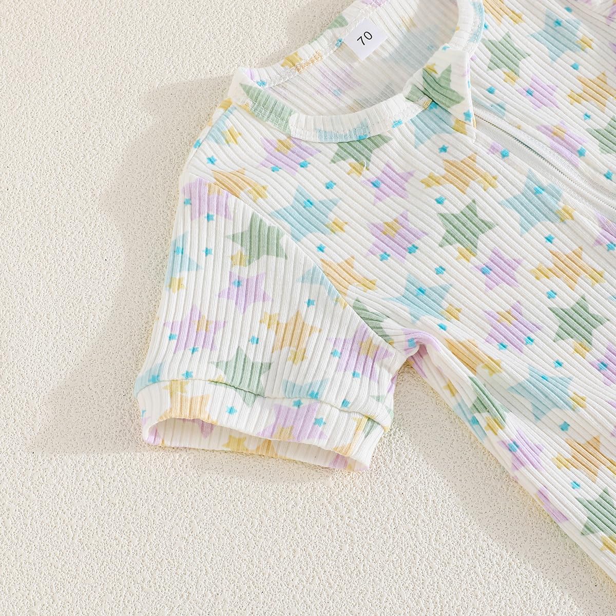 Bafeicao Unisex Baby Boy Girl 2 Pack Rompers Short Sleeve 2 Way Zipper One Piece Jumpsuits Clothes Sets