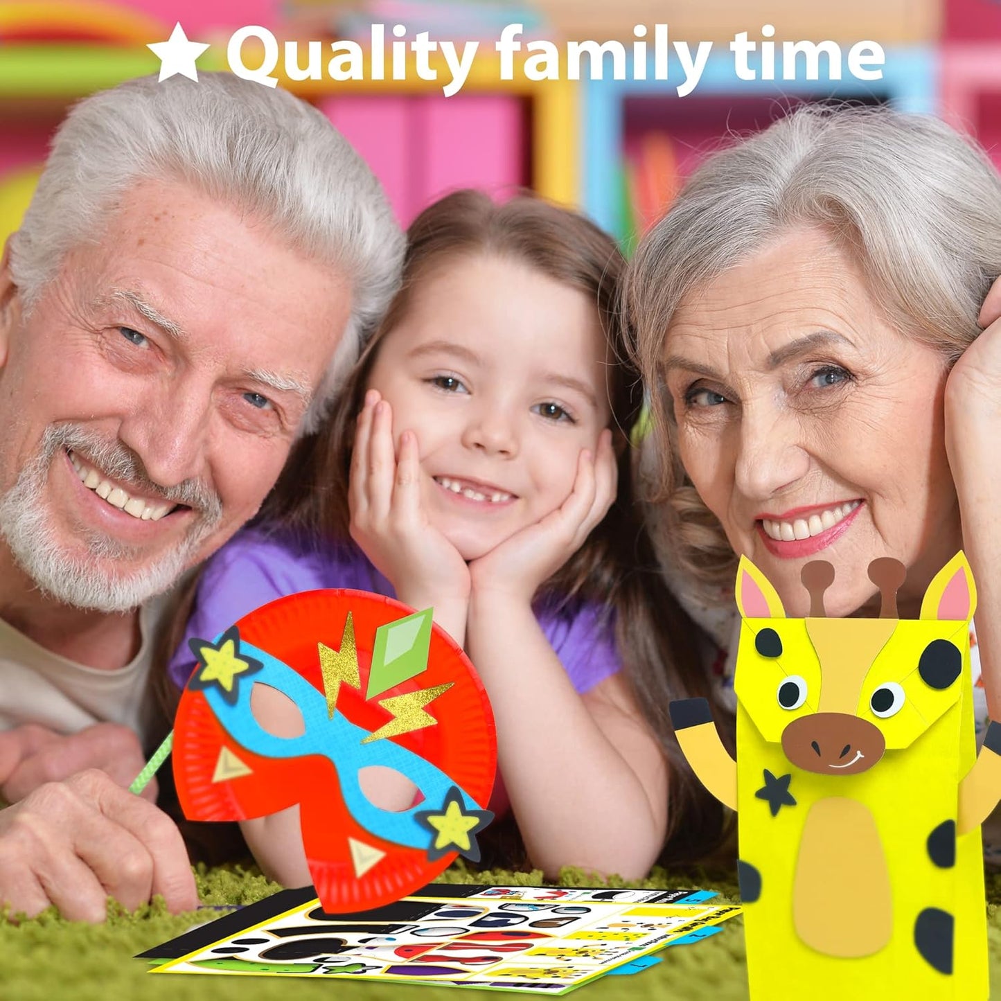 KRAFUN My First Safari Animal Paper Craft Kit, 16 DIY Arts and Crafts Zoo Animal, Organized Craft Activities Supplies Box Assembling Creative Toys for Toddlers, Boys, Girls 3-8 Years Old