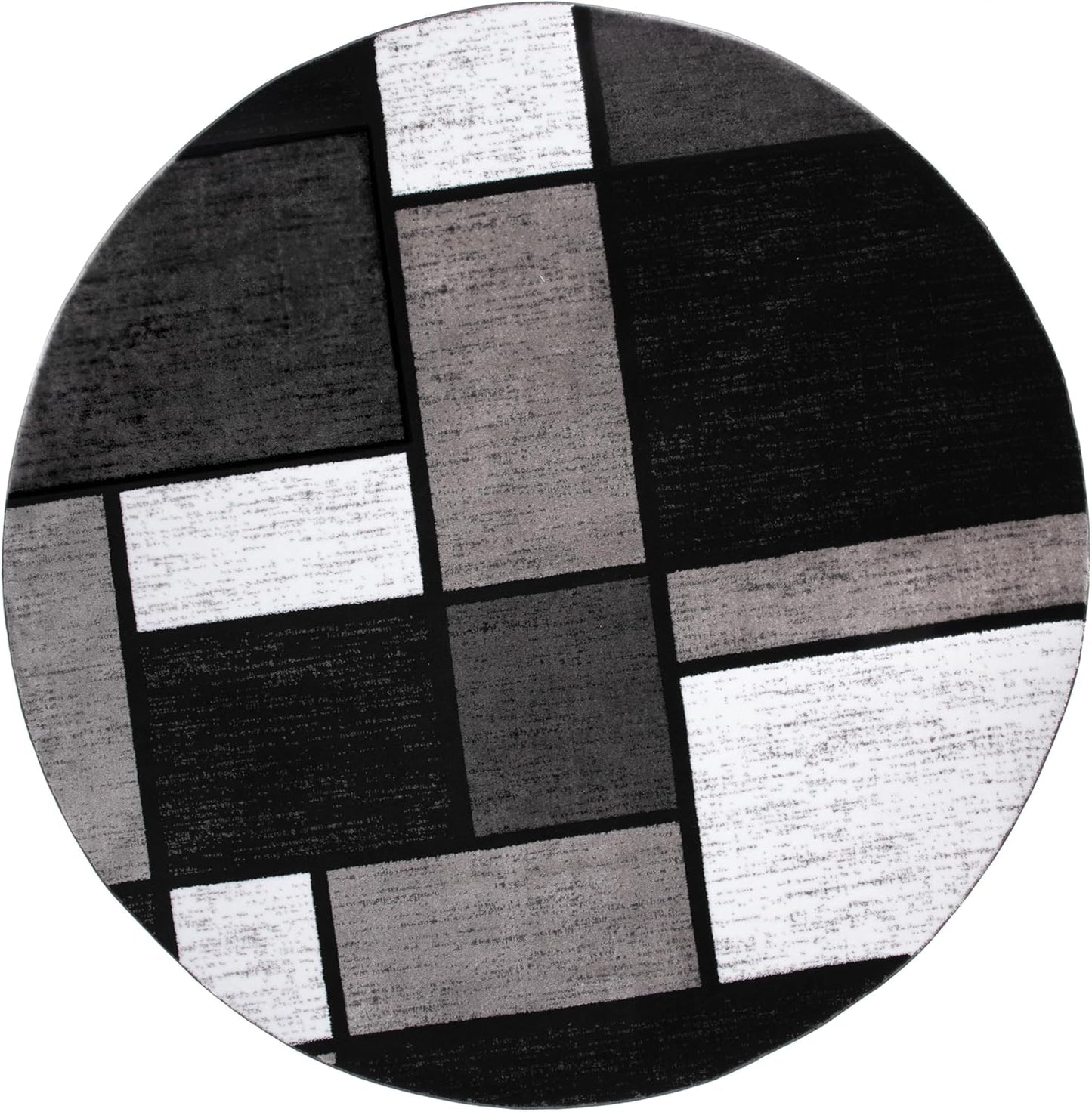 Rugshop Contemporary Modern Boxes for Home Office,Living Room,Bedroom,Kitchen Non Shedding Round Area Rug 8' Gray