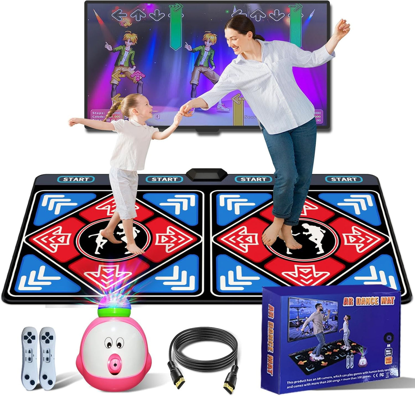 Dance Mat for Kids and Adults,Double Dance Mats with Camera,Electronic Dance Pad for TV, Dancing mat for Exercise,Plug& Play Game for Kids,Gifts for Girls Boys Ages 3+