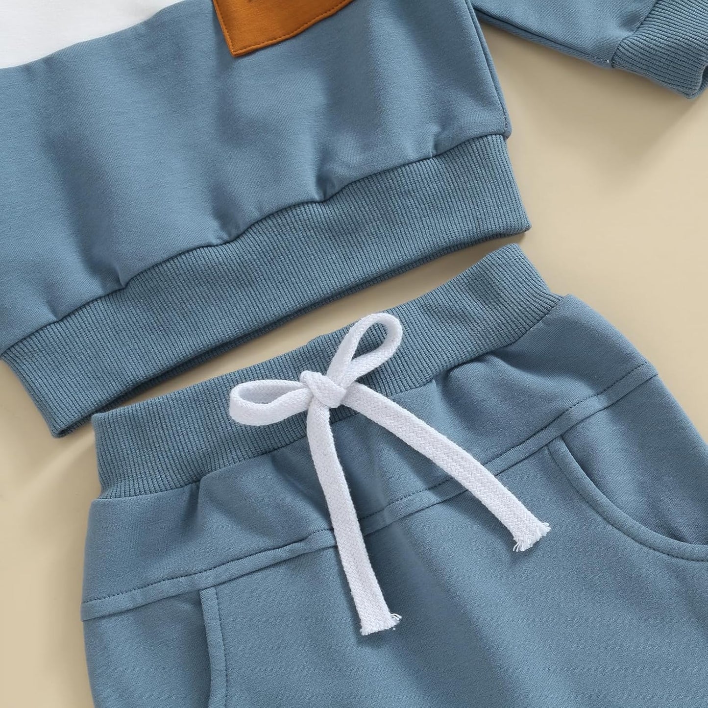 Kupretty Toddler Baby Boy Fall Winter Clothes Color Block Long Sleeve Sweatshirt Pullover Tops + Joggers Pants Outfit Set