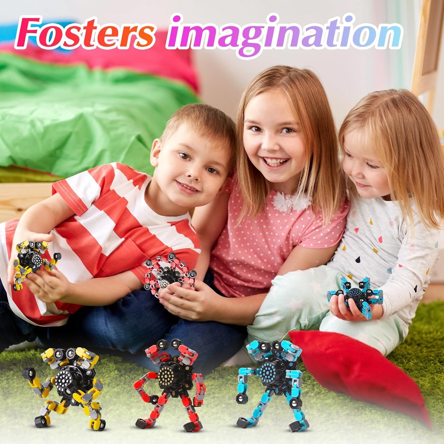 Transformable Fidget Spinners 3 Pcs for Kids and Adults Stress Relief Sensory Toys for Boys and Girls Fingertip Gyros for ADHD Autism for Kids