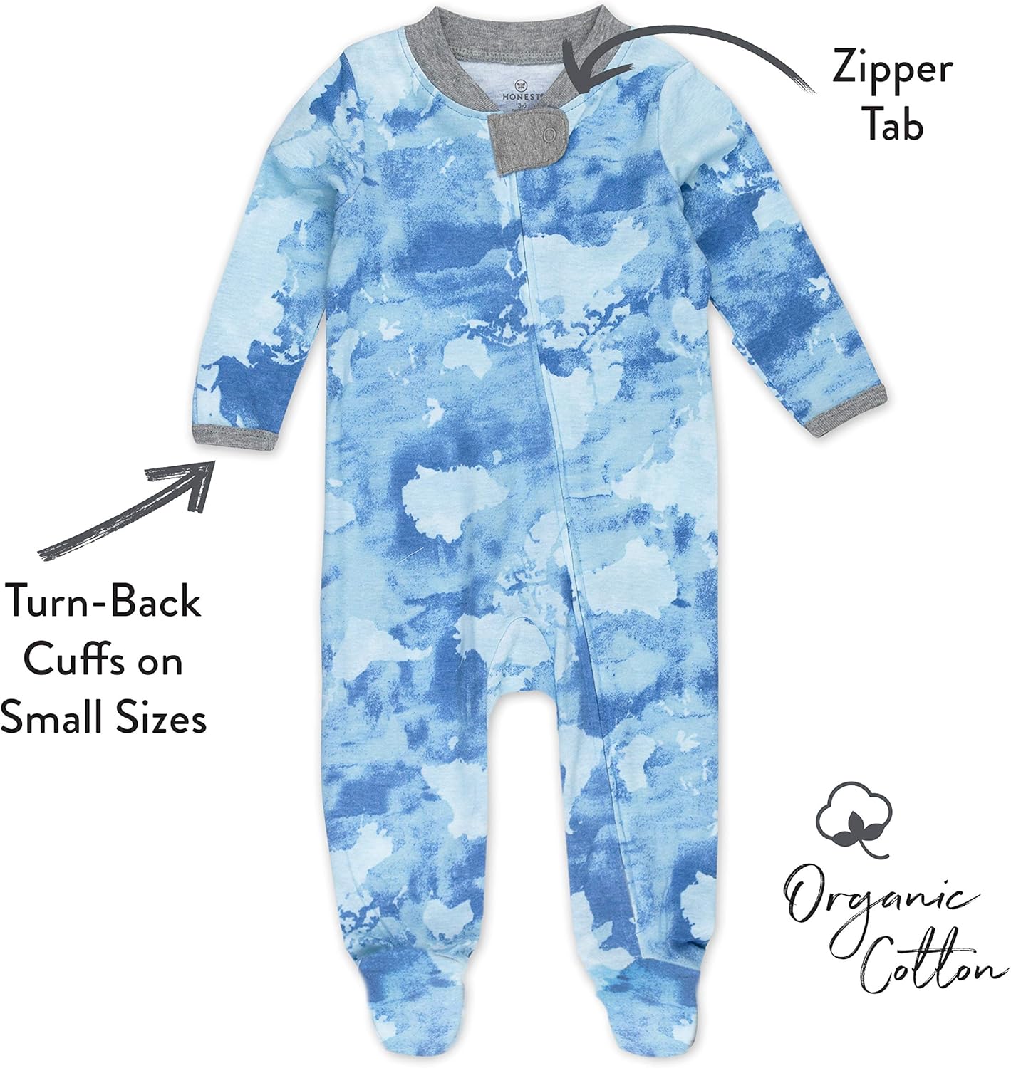 HonestBaby Baby Sleep N' Play One-Piece Zip-Front Footed Organic Cotton Pajama Sleeper