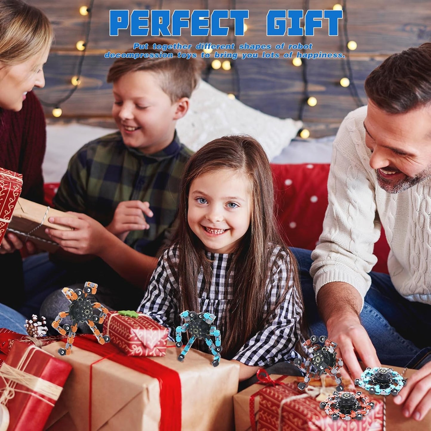 48 Pcs Transformable Fidget Spinners Bulk Robot Sensory Fidget Toys Stress Relief Spinner DIY Deformation Mechanical Gyro Toys Easter Party Favors for ADHD Autism Kids Adults