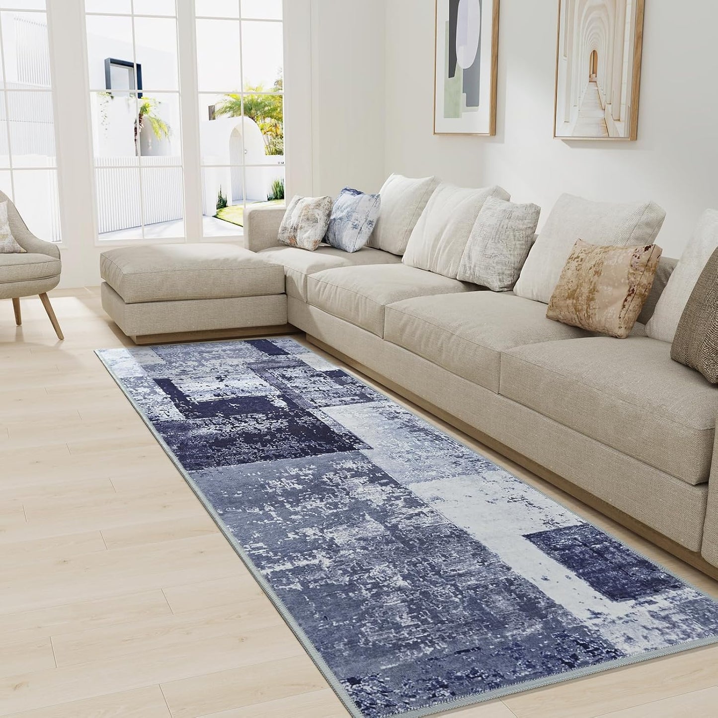 LOCHAS Washable Runner Rugs for Hallway, 2x6 Non Sip Soft Rug for Bedroom Entryway Kitchen Laundry Room, Long Abstract Carpet for Indoor Floor Bedside, Geometric Vintage Home Decor, Pet & kid Friendly