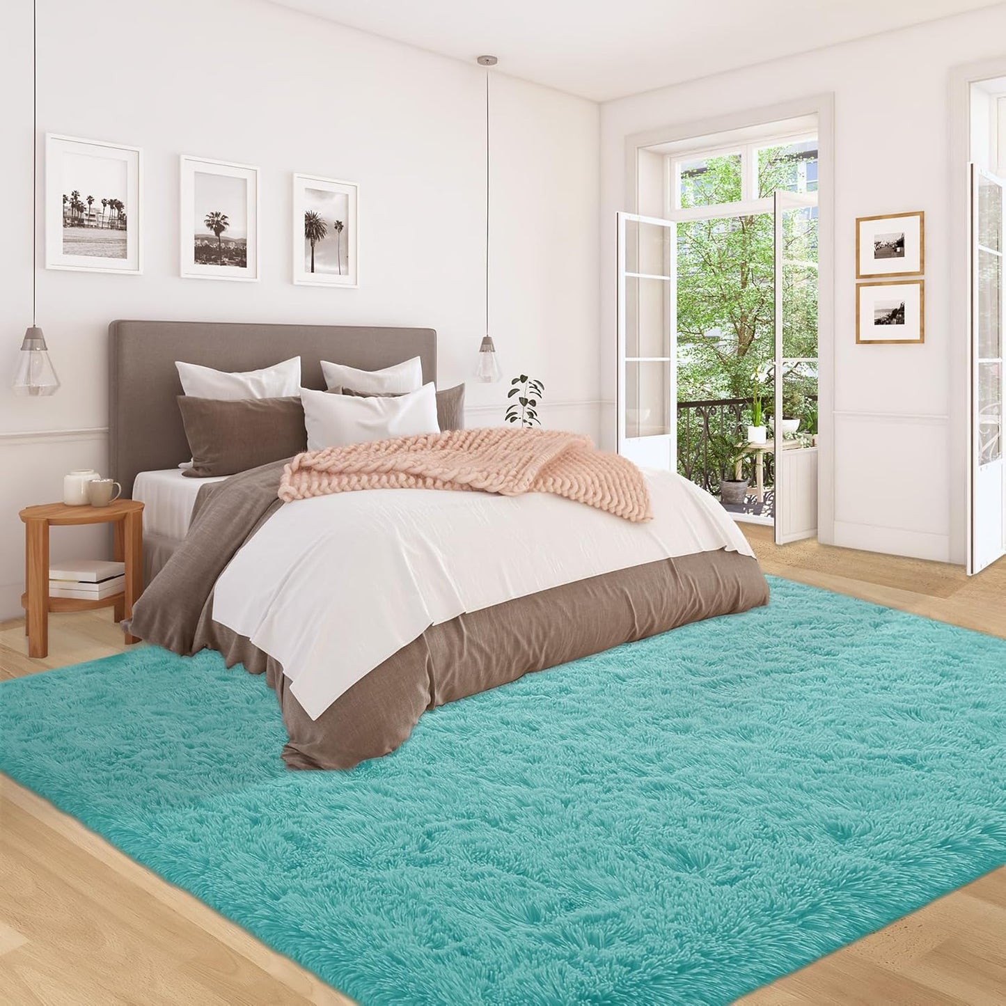 5x7 Area Rug for Living Room: Fluffy Shag Soft Washable Rugs Fuzzy Plush Indoor Carpet for Bedroom Nursery Playroom Dorm Kids Girls Boys Room (Teal Blue, 5'x7')