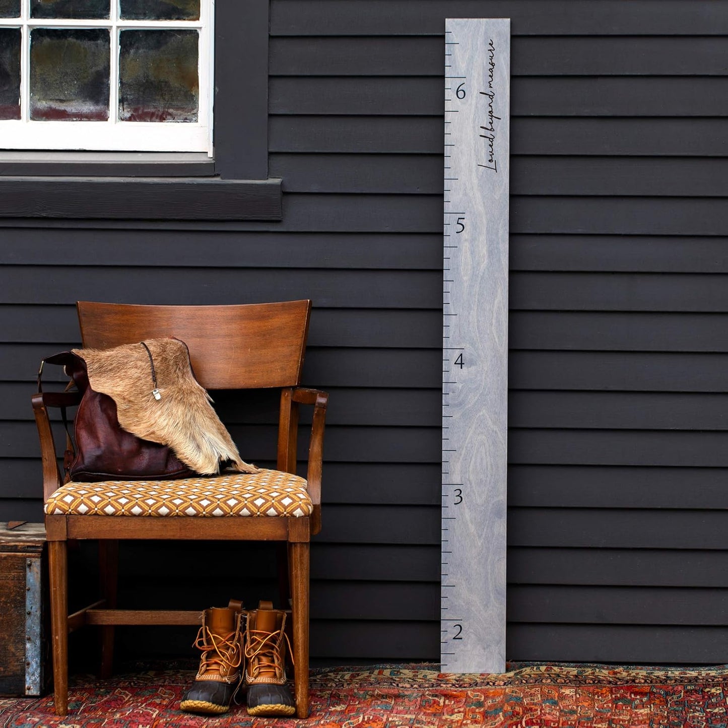 Boho Growth Chart for Wall - Height Board Growth Chart Wooden Growth Chart for Wall Kids Measuring Chart for Wall Height Chart Growth Chart for Kids (Loved Beyond Measure, Gray)