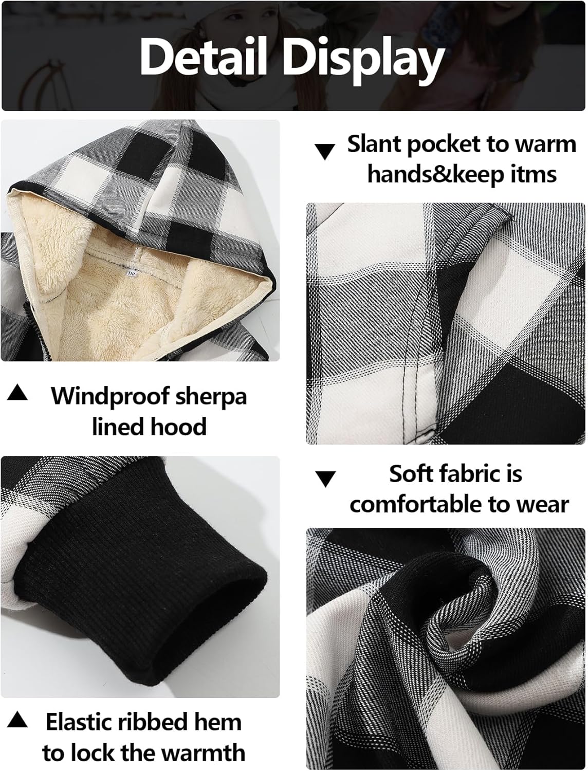 Gihuo Unisex Boy's Girls Winter Warm Sherpa Lined Zip Up Sweatshirt Fleece Jacket Kid's Hoodie Outerwear