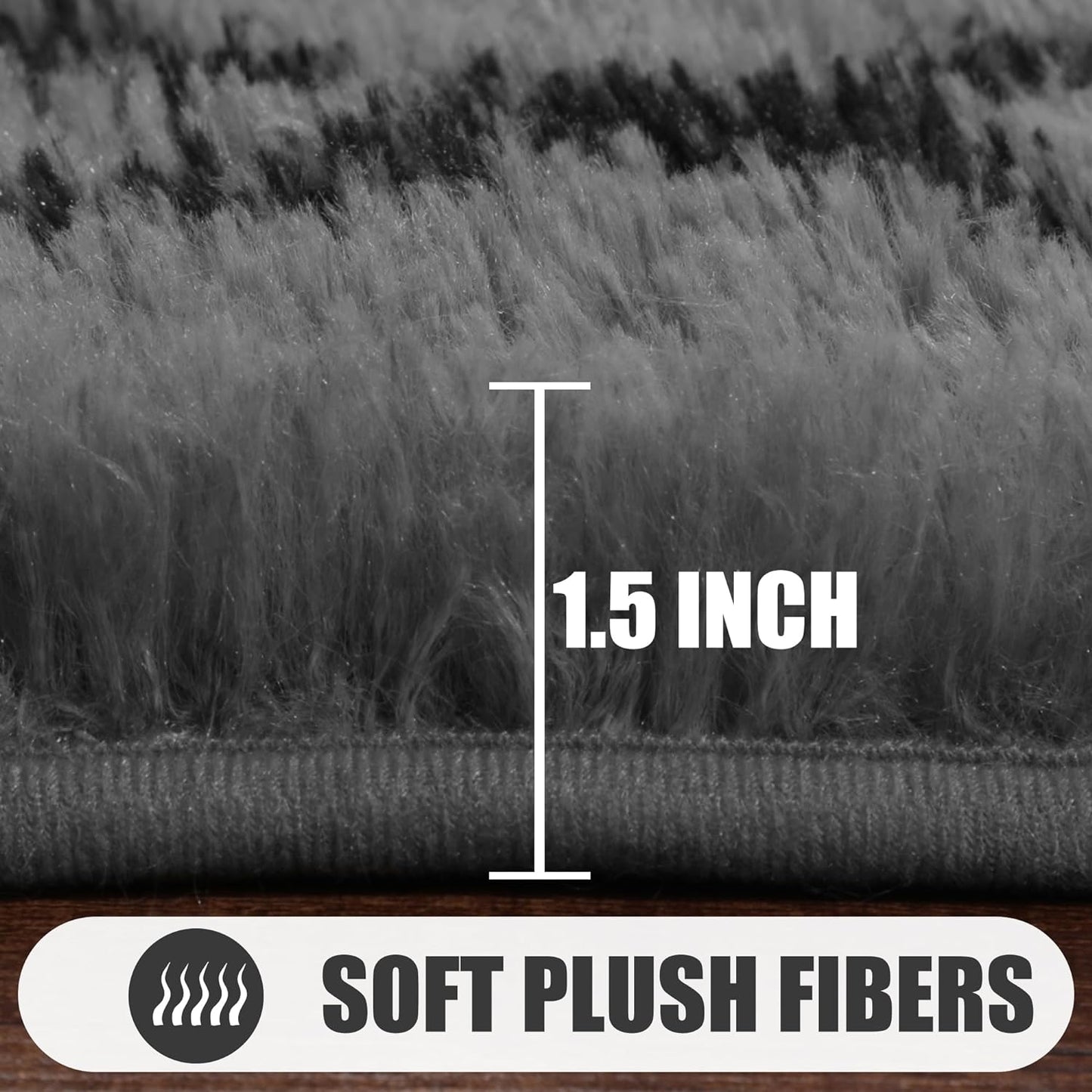 ONASAR 8x10 Area Rugs for Living Room, Fluffy Grey and Black Bedroom Rug, Washable Geometric Boho Large Soft Plush Shaggy Fuzzy Floor Carpet for Nursery Kids Classroom Playroom Dorm Home Decor