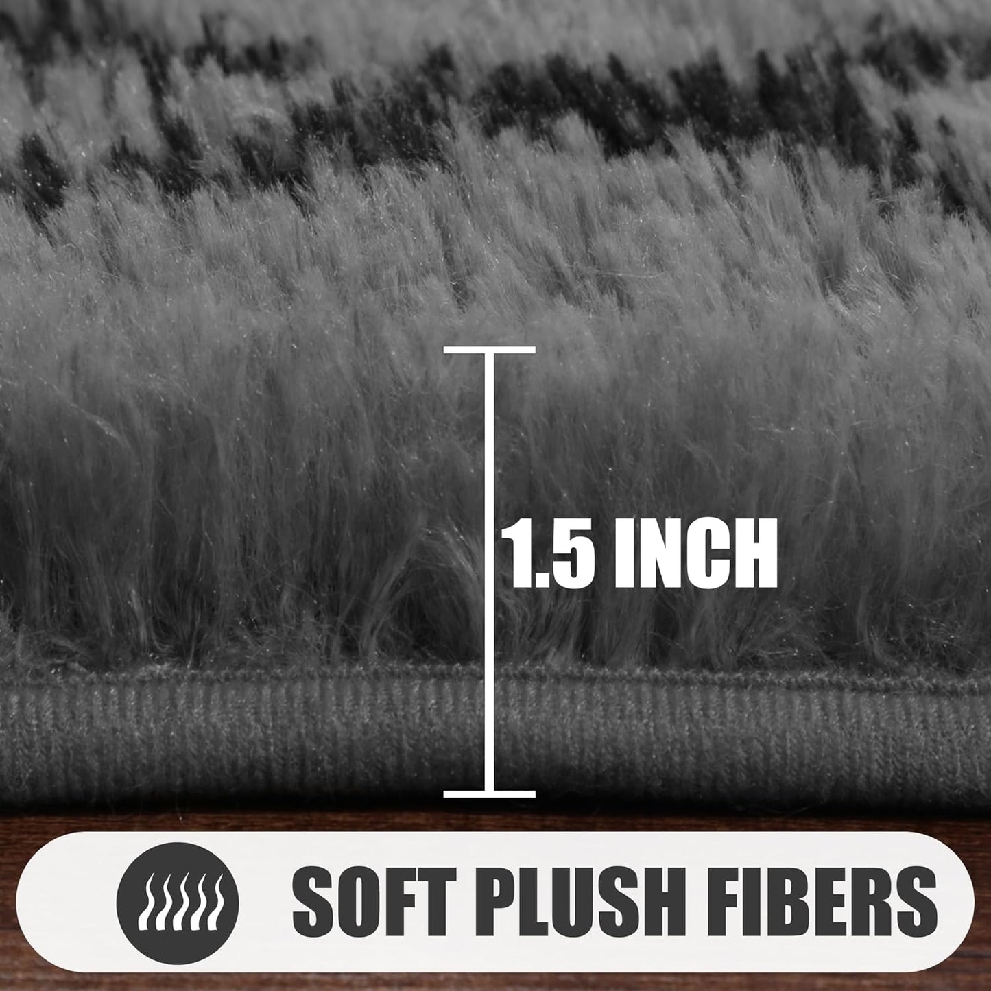 ONASAR 6x9 Area Rugs for Living Room Bedroom, Washable Large Fluffy Grey and Black Throw Rug, Geometric Soft Plush Shaggy Fuzzy Floor Carpet for Nursery Kids Girls Boys Teen Dorm Home Office Decor