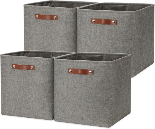 DULLEMELO Cube Storage Boxes,13 inch Fabric Baskets Closet Storage Bins for Home Organization and Storage,Stackale Gift Baskets Empty for Nursery Clothes Toys Kids Storage(Grey)