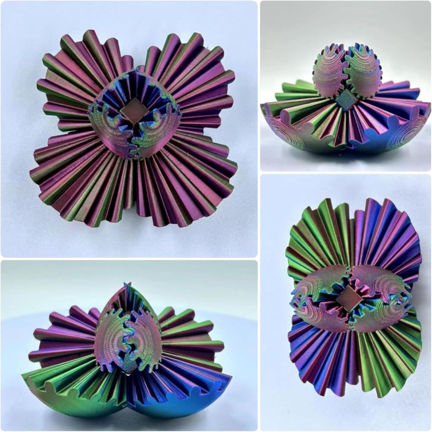 Gear Ball for ADHD 3D Printed Gear Ball Spin Ball Fidget Toy - Gearsphere Gear Ball for Stress and Anxiety Relaxing Fidget Ball - Ideal for Sensory Needs and Autism (Rainbow Color)