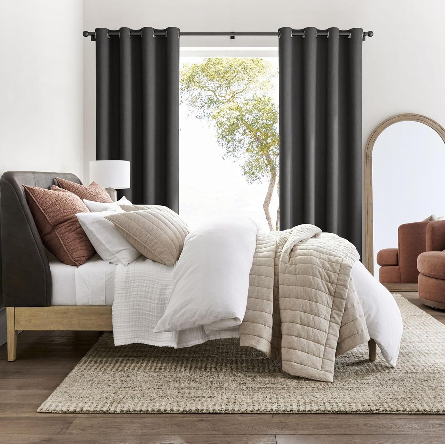 NICETOWN Grey Blackout Curtains for Bedroom 72 inches Long, Thermal Insulated Grommet Curtains for Living Room, Noise Reducing Privacy Window Treatment Drapes for Nursery, Laundry Patio, 2 Panels, W52