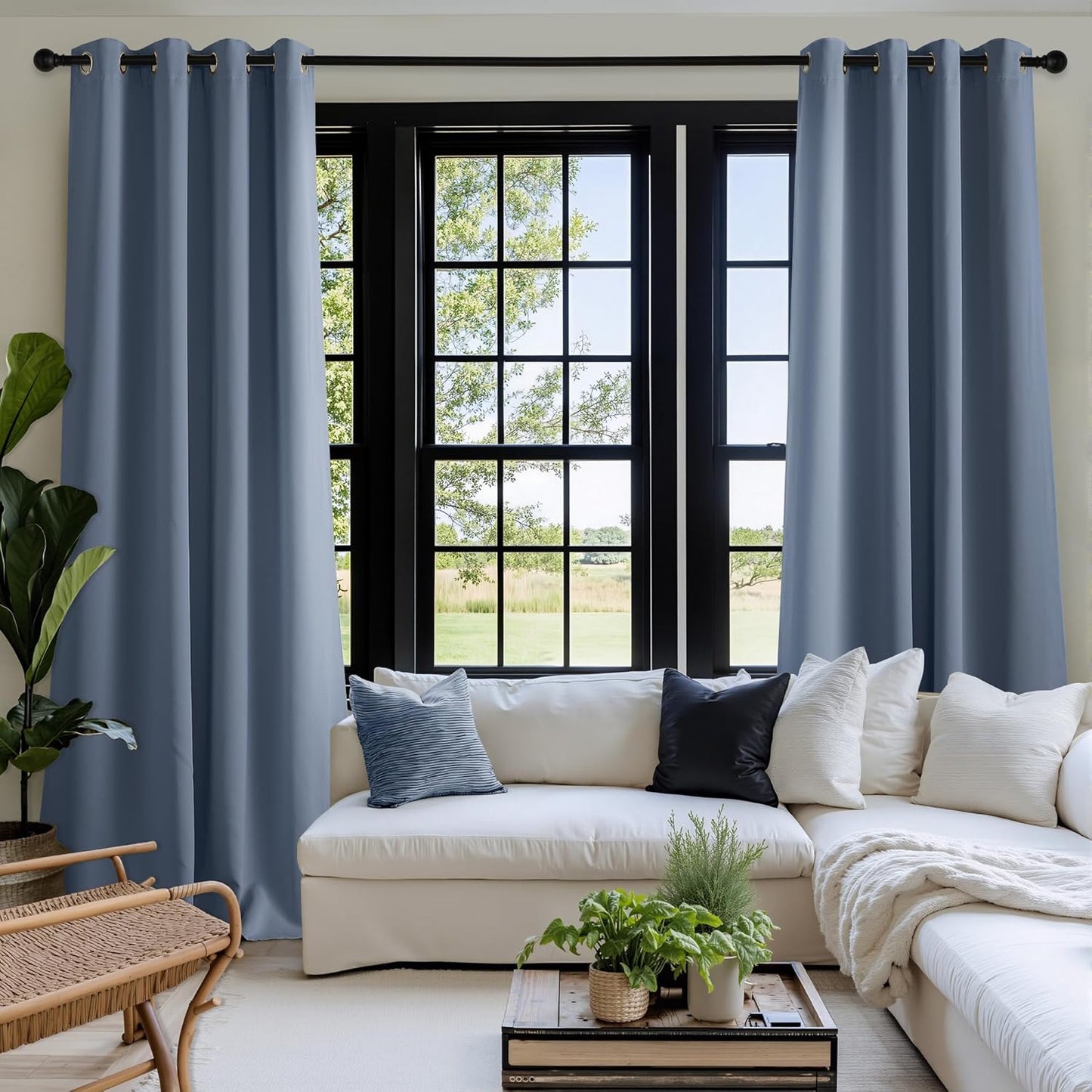 NICETOWN Stone Blue Blackout Curtains 102 inch Long, Thermal Insulated Grommet Privacy Energy Saving Shades for Bedroom, Living Room, Bathroom, Laundry, Patio, Closet, 2 Panels, W52 x L102