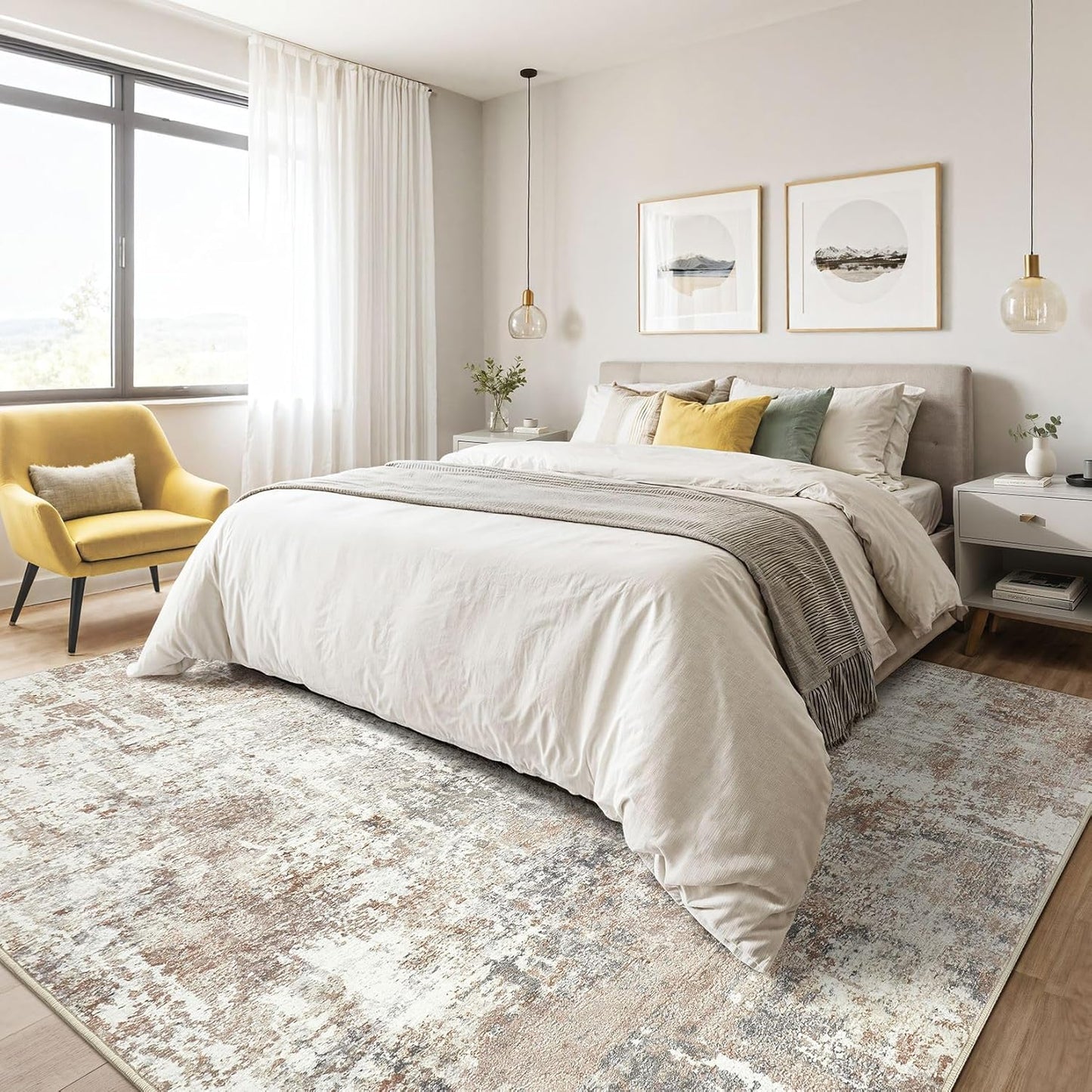 7x10 Area Rug Living Room: Washable Large Abstract Modern Soft Rugs Stain Resistant Indoor Floor Non-Slip Accent Carpet for Young Career Worker Aged 25-34 - Bedroom Playroom Office Dining Room