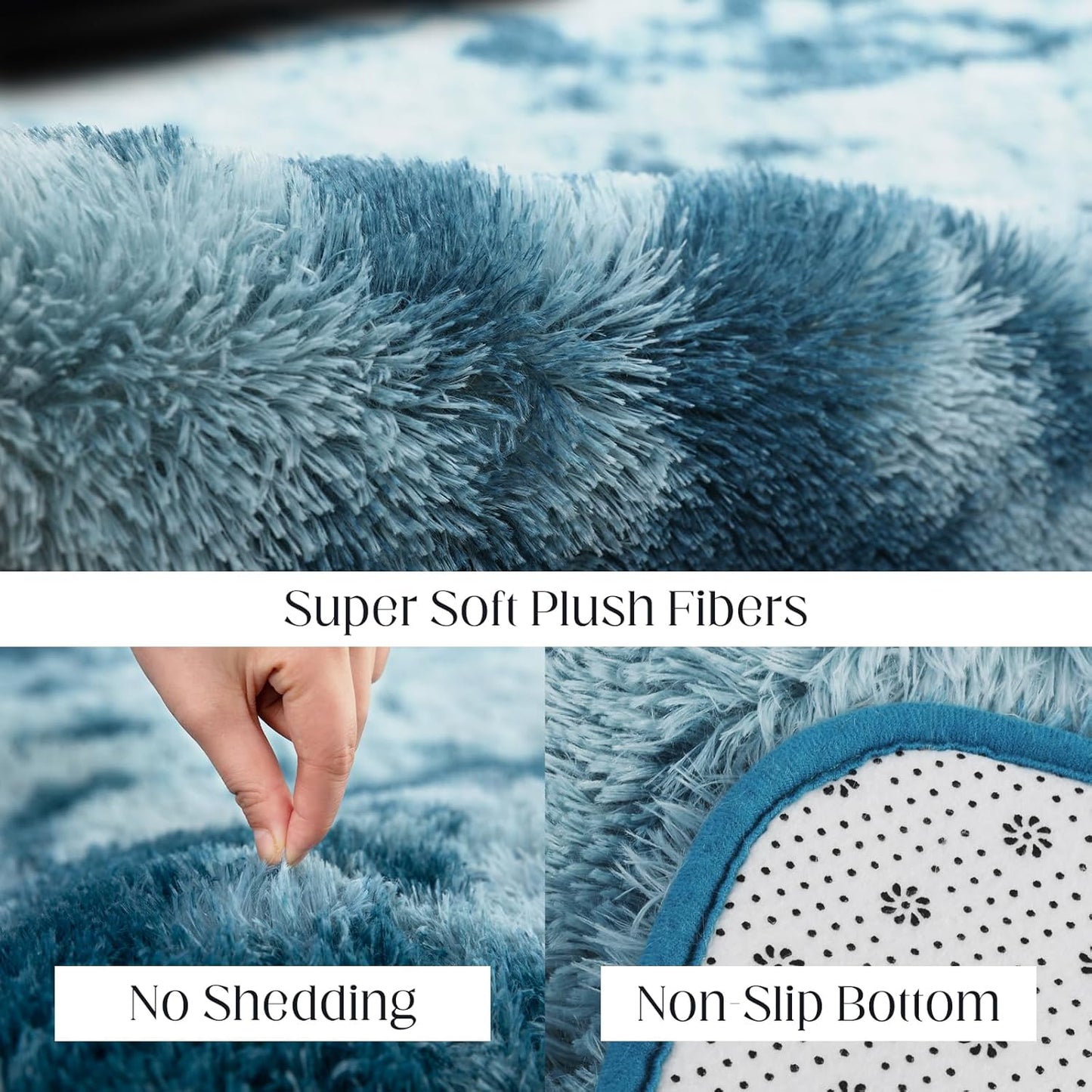Luxury Area Rug, 6x9 Rugs for Living Room, Ultra Soft Rugs for Bedroom, Non-Slip Indoor Carpet for Nursery, Kids Room, Playroom, Home Decor, Tie-Dyed Blue