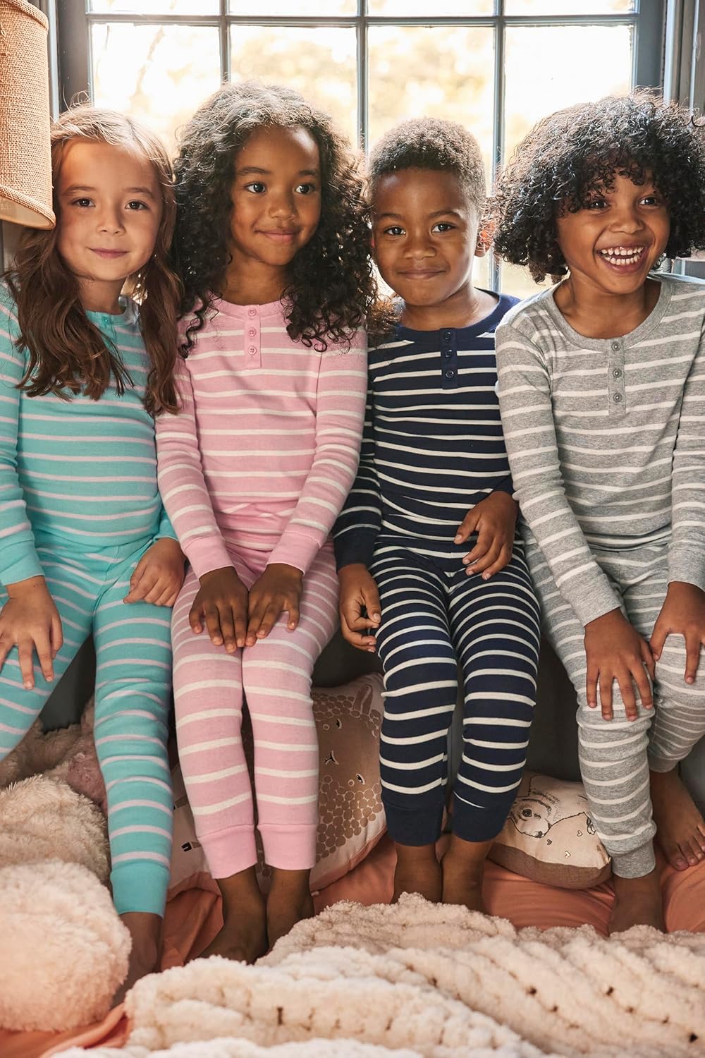 Gymboree Kids' and Toddler 100% Cotton Henley Long Sleeve Top and Pants,gymmies Pajama Set