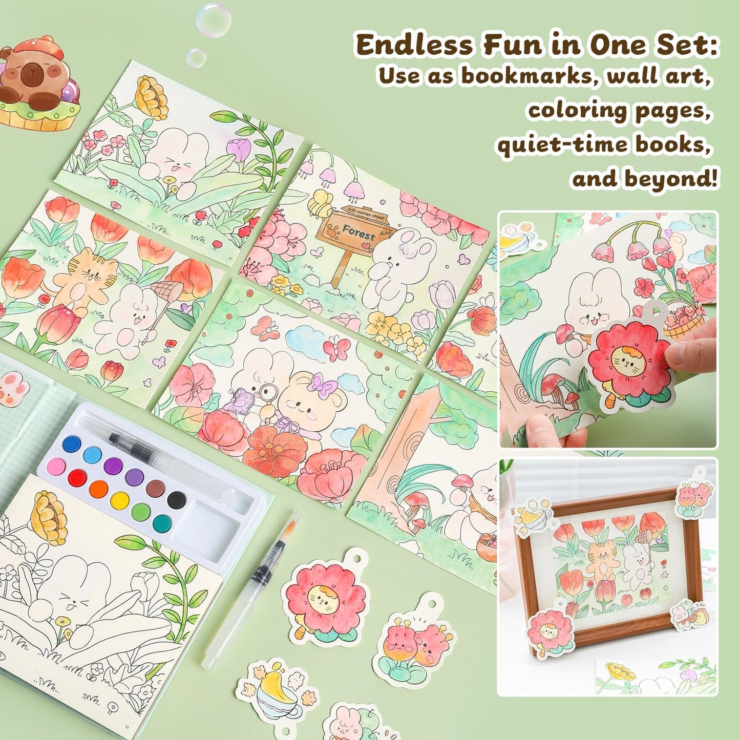 Paint with Water Coloring Books for Kids Ages 3-5, 4-8 – Cute Coloring Book for Teens,Arts and Crafts for Kids Ages 3 4 5 6 7 8+, Birthday Gift Toys for Girls Boys,Travel Toys -Rabbit