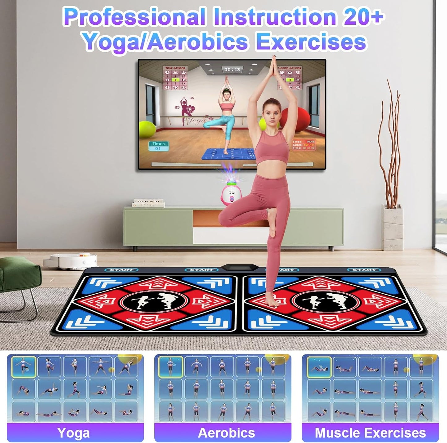 Dance Mat for Kids and Adults,Double Dance Mats with Camera,Electronic Dance Pad for TV, Dancing mat for Exercise,Plug& Play Game for Kids,Gifts for Girls Boys Ages 3+