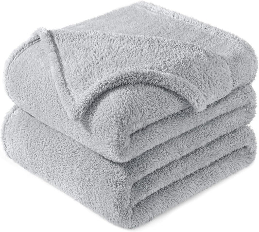Exclusivo Mezcla Twin Size Flannel Fleece Blanket, Super Soft Velvet Plush Bed Blanket, Fuzzy Cozy and Warm for All Seasons, 60x80 Inches, Light Grey