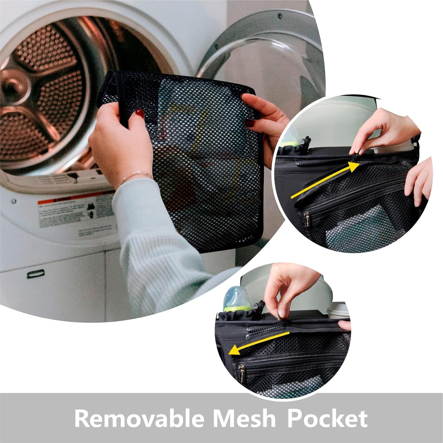 TOPDesign Universal Baby Stroller Organizer, Stroller Caddy with Detachable Mesh Bag & Heightened Insulated Cup Holders & Non-Slip Secure Hooks Accessories, Fits Most Strollers (Love)