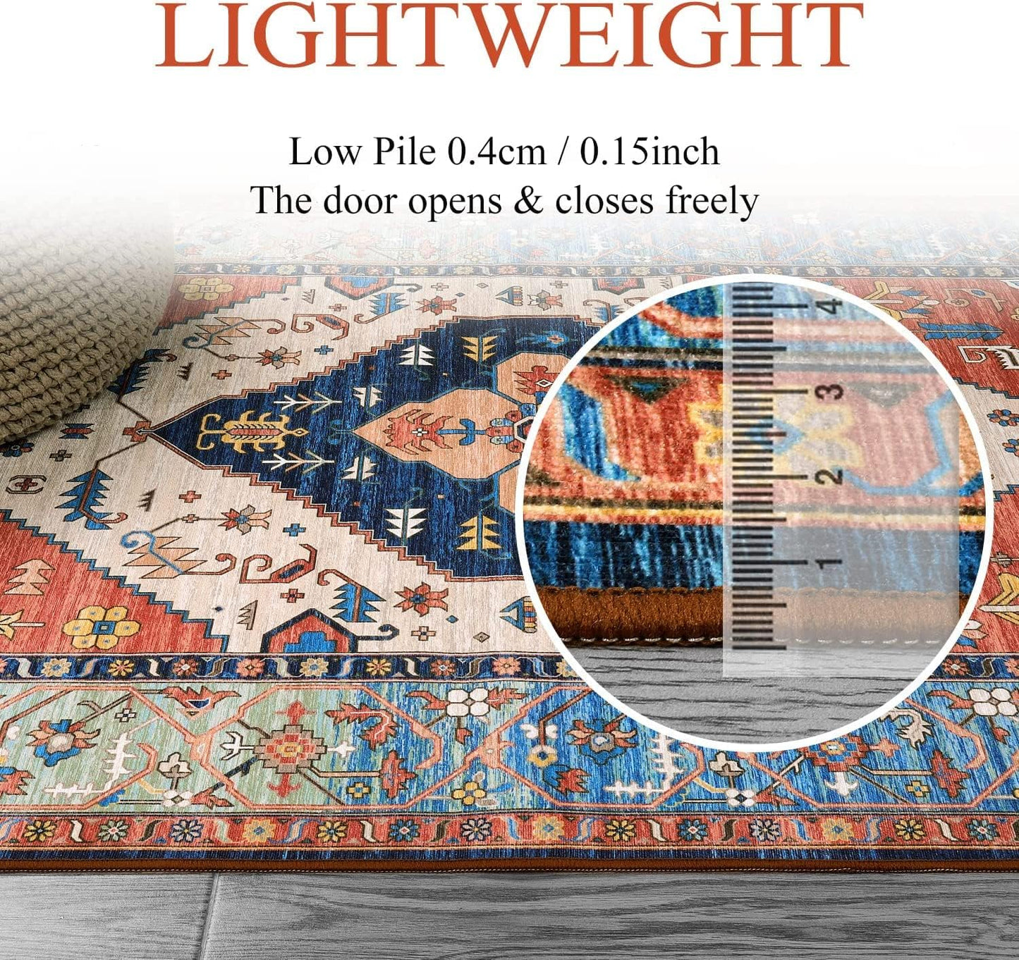 Lahome Boho Rugs for Living Room - 4x6 Area Rug Machine Washable Bedroom Rugs Non-Slip Low-Pile Entryway Carpet Throw Oriental Distressed Kitchen Indoor Floor Carpet for Dining Room Bathroom Office