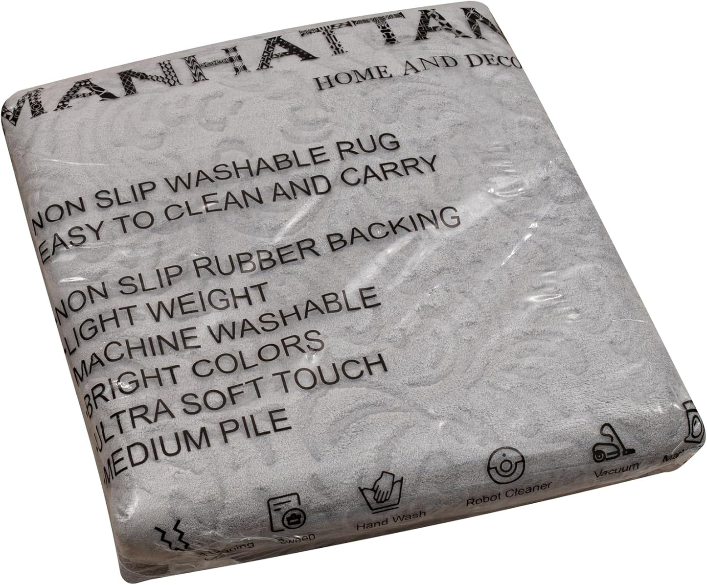 Non-Slip Washable 5x7 Area Rugs for Living Room Bedroom, Ultra Soft Bedside Rug, Indoor Floor Carpet for Kids Girls and Boys, Dorms, Nursery Rooms, Non-Skid Area Rug, Flower Grey, 5' x 7'