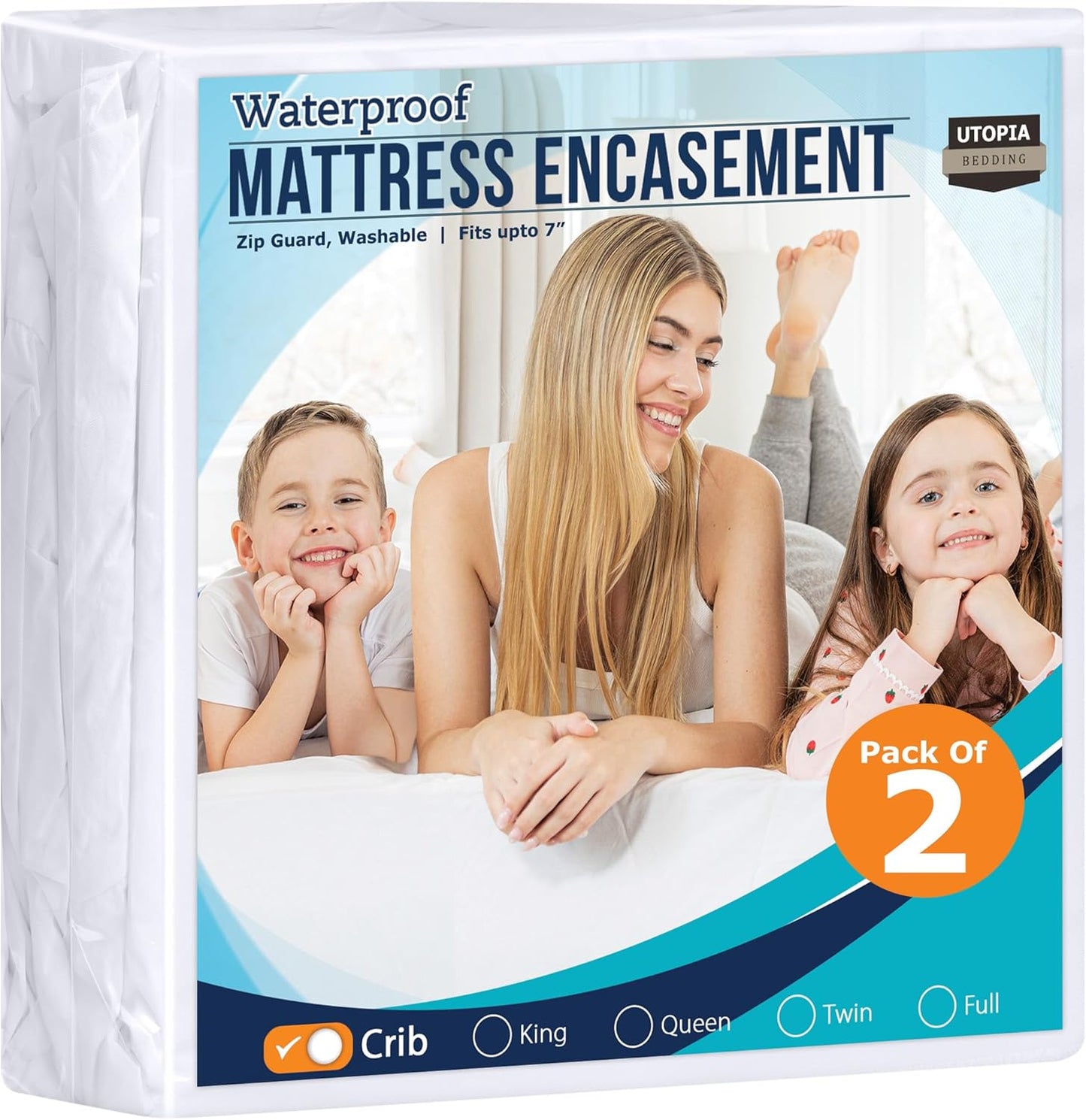 Utopia Bedding Zippered Mattress Encasement Crib Size (Pack of 2), 100% Waterproof, Dust Mite and Bed Bug Proof Mattress Protector, Absorbent 6-Sided Mattress Cover
