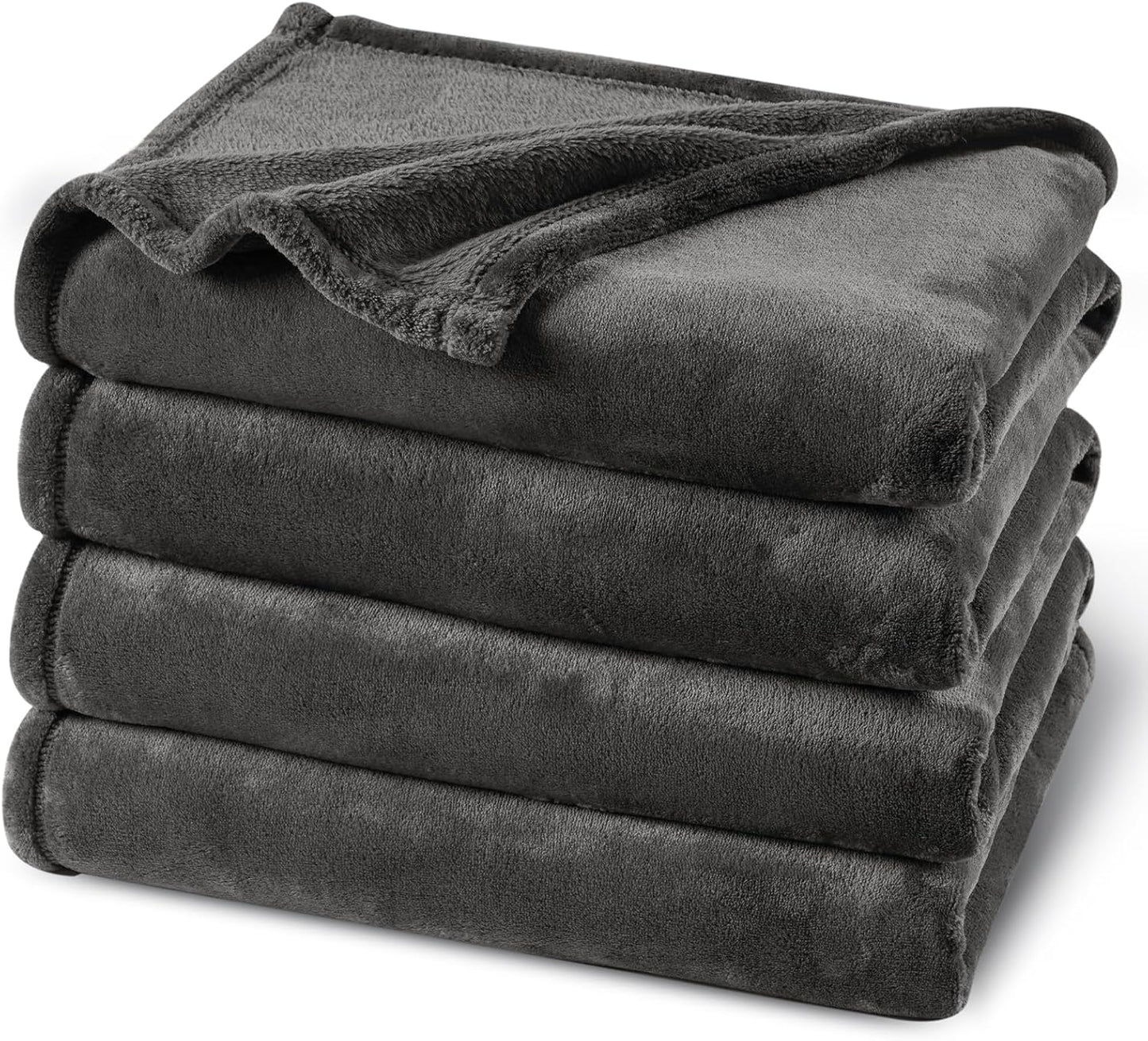 PHF Ultra Soft Fleece Blanket Twin Size, No Shed No Pilling Luxury Plush Cozy 300GSM Lightweight Blanket for Bed, Couch, Chair, Sofa Suitable for All Season, 66" x 90", Dark Grey