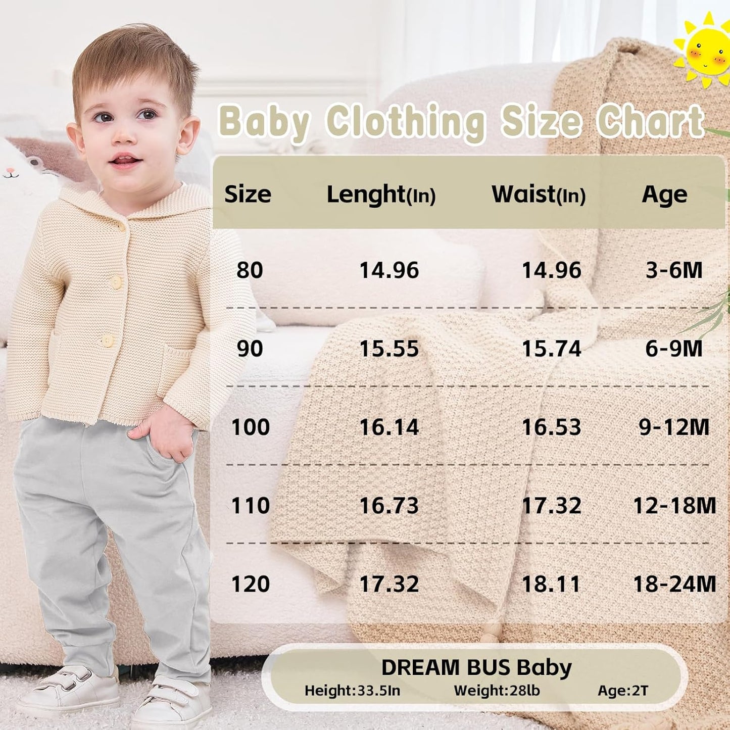 DREAM BUS Pack of 3 Toddler Jogger Pants with Pocket Toddler Boy Sweatpants Baby Boy Pants Infant Newborn Leggings