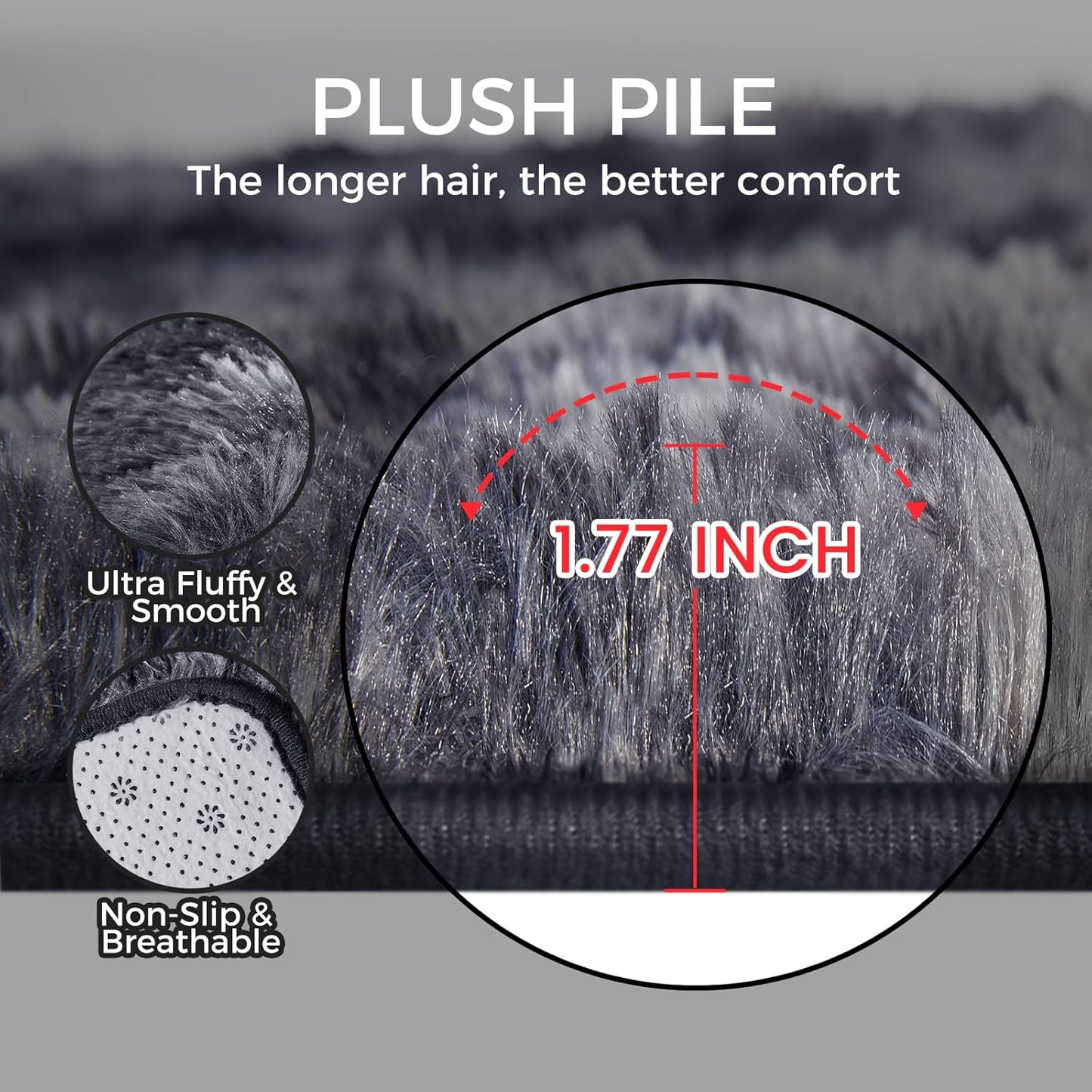 Ultra Soft Rug for Living Room, 4X6 Fluffy Shag Area Rug for Bedroom, Modern Shaggy Carpets Fuzzy Rug for Teens Dorm Nursery Home Decor Aesthetic, Upgrade Anti-Skid Durable, Tie Dye Black and Grey