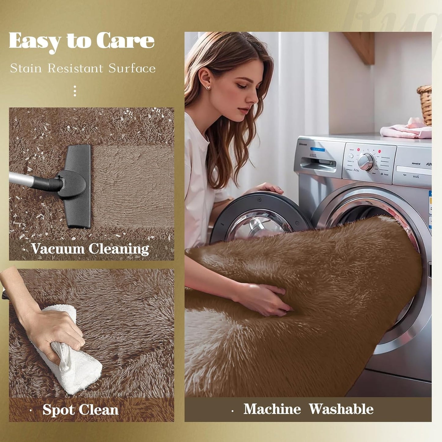 4x6 Area Rug for Living Room: Fluffy Shag Soft Washable Rugs Fuzzy Plush Indoor Carpet for Bedroom Nursery Playroom Dorm Kids Girls Boys Room (Coffee, 4'x6')