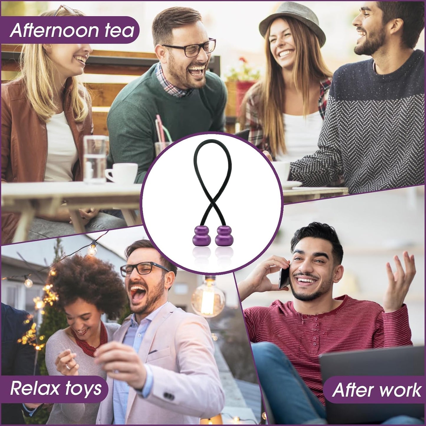 Fidget Beads - Worry Fidget Beads Spin & Bump - Made of Aluminum Alloy - for Men Women Youngs Skill Players Creates a Bit of Magic for You (Cala-Purple)