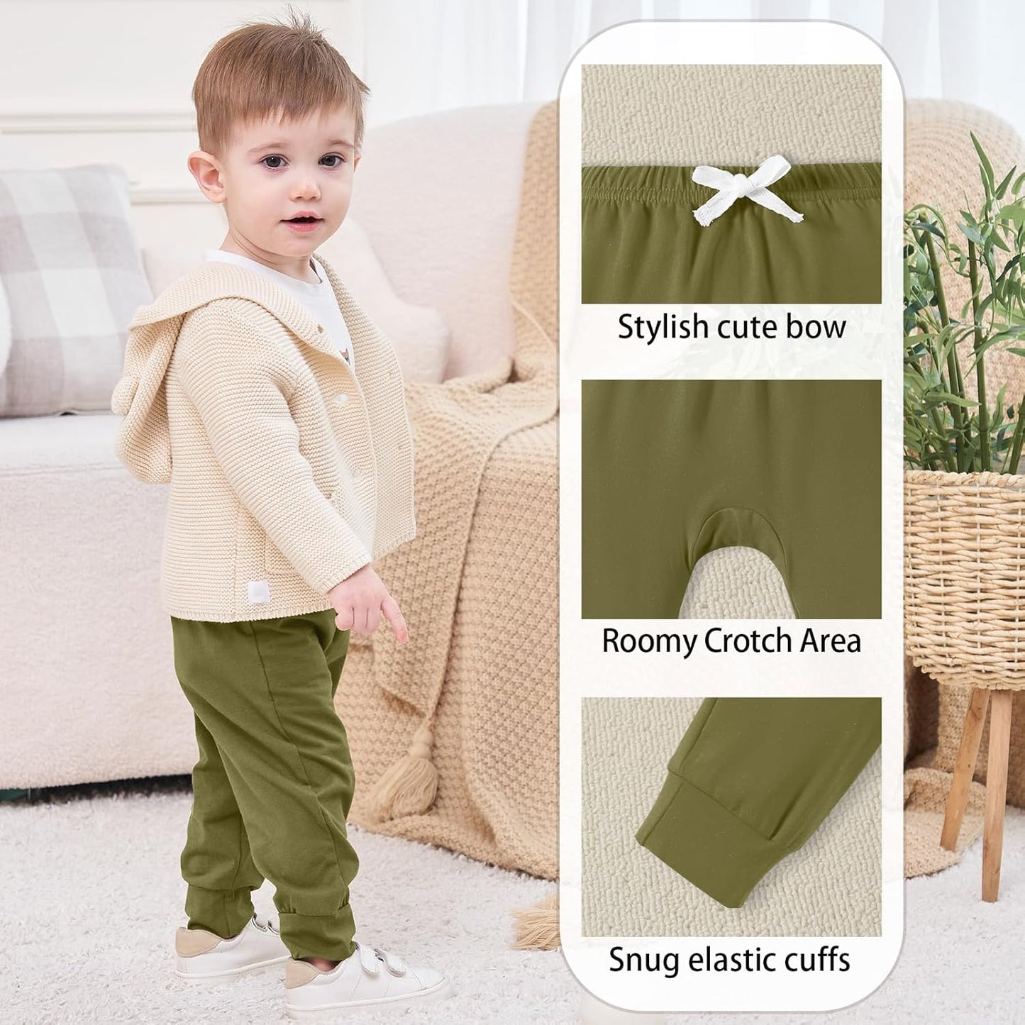 DREAM BUS Pack of 3 Toddler Jogger Pants with Pocket Toddler Boy Sweatpants Baby Boy Pants Infant Newborn Leggings
