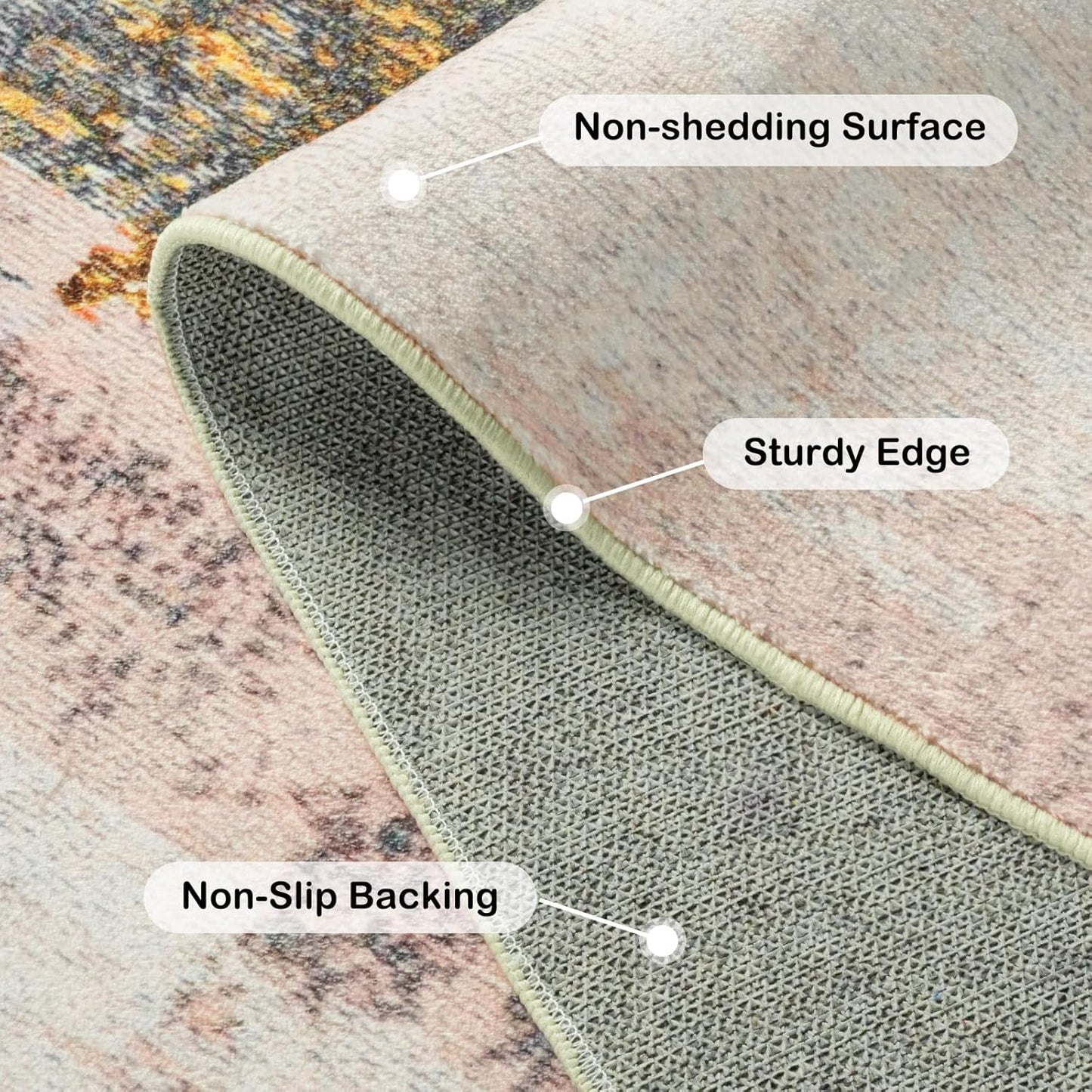 Kelarea Living Room Rug, 6x9 Rug Modern Abstract Washable Rugs Grey Faux Wool Vintage Carpet, Non Slip Rugs for Living Room, Bedroom, Dining Room, Kids Playroom, Home Office