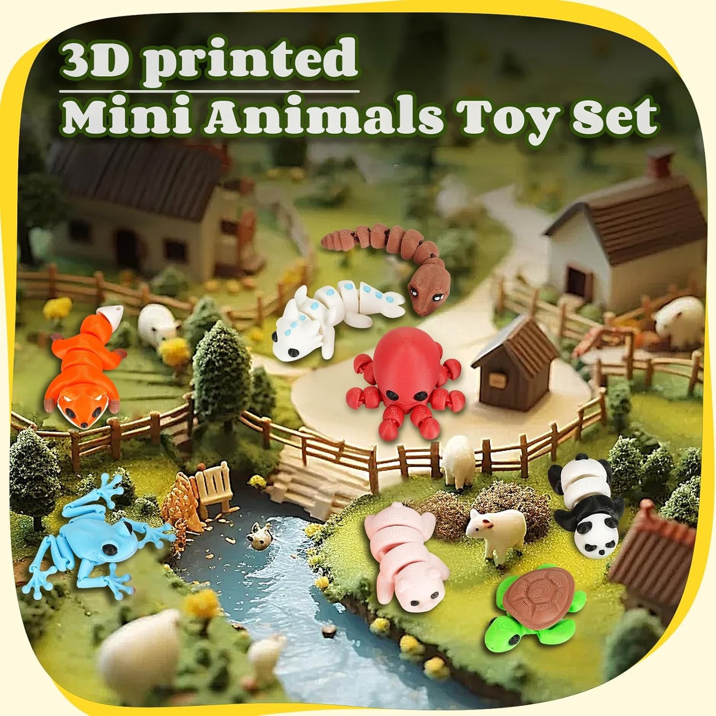 8 PCS Mini Animals Set,3D Printed Little Animals Articulated Flexible Fidget Toy,Tiny Animals Figurines Exquisite Cute Pet Toy,Little Plastic Animals Miniature Figurines Small Animals Toy (8 PCS)