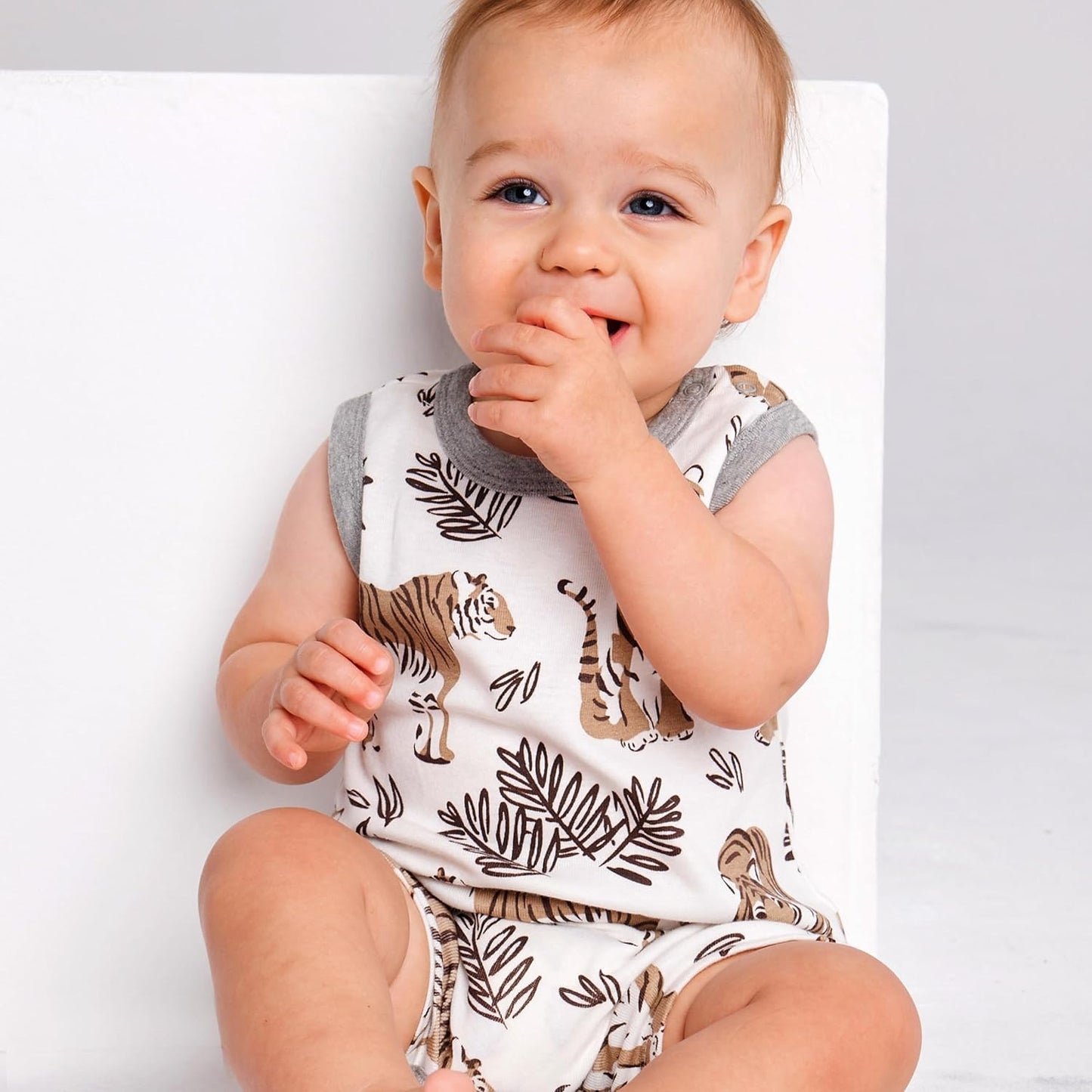 HonestBaby Short Sleeve and Tank Romper 100% Organic Cotton for Infant Baby and Toddler Boys