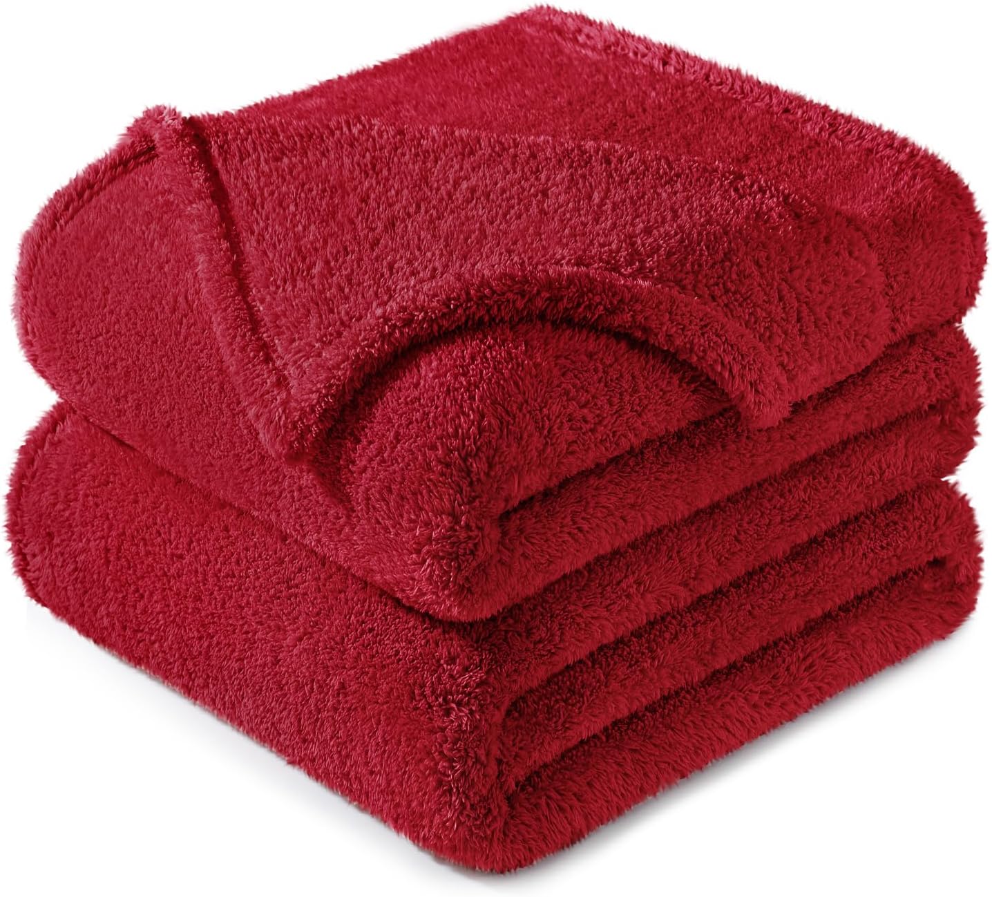 Exclusivo Mezcla King Size Flannel Fleece Blanket, Super Soft Velvet Plush Bed Blanket, Fuzzy Cozy and Warm for All Seasons, 90x104 Inches, Deep Red