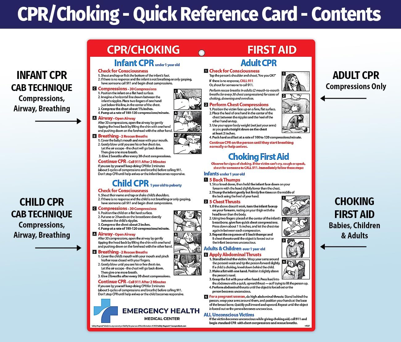 Safety Magnets by ZOCO – 100-Pack Custom CPR & Choking First Aid Magnet – 8.5"x11" Laminated Cards – Personalized with Logo – Branded Safety Handout for Offices, Caregivers & Healthcare