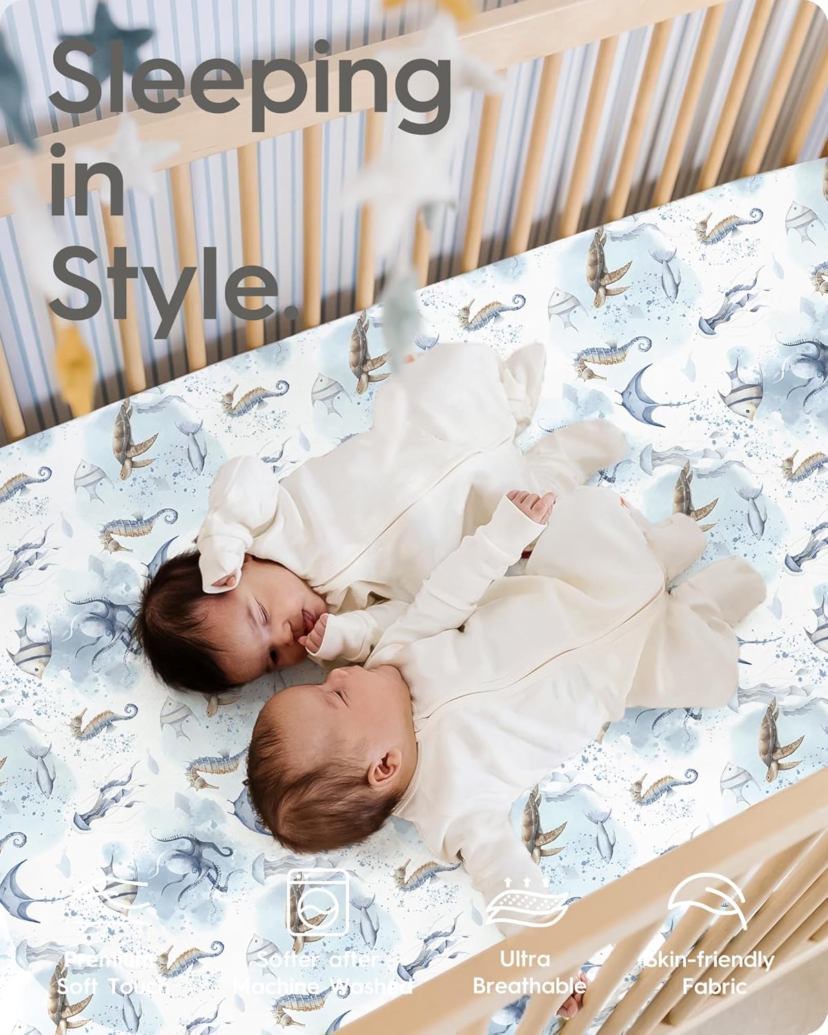 Baby Crib Sheets Boy Girl for Standard Crib Mattress - Ultra Soft Jersey Knit Neutral Crib Mattress Sheet, Safe and Snug, Durable, Stylish Crib Sheet Fitted, 28''x52''x9'' Extra Deep Pocket