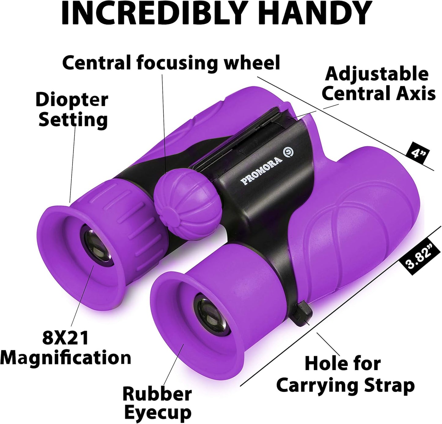 Promora Binoculars for Kids, Set with Magnifying Glass & Compass Purple - Perfect Toy for Little Boys and Girls, Kids Binoculars for 3-12 Years Boys and Girls Present for Toddler