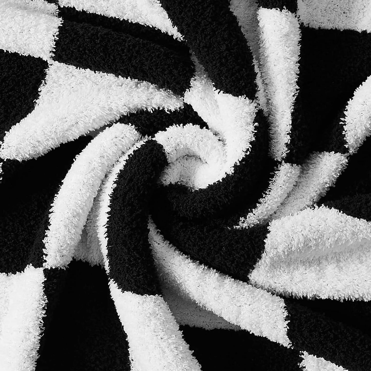 WRENSONGE Checkered Throw Blanket, Black and White Soft Cozy Fluffy Warm Hand Made Throw Blankets for Couch, Sofa, Chair, Bed, Camping, Picnic, Travel Lightweight Bed Blanket - 50"*70"