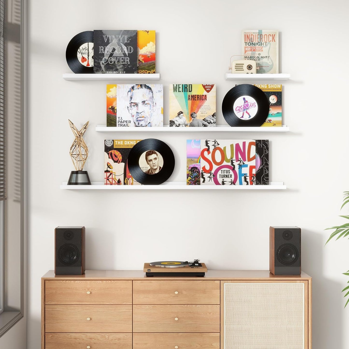 Floating Picture Ledge Shelves for Wall Set of 4, 56 Inch Wall Shelves with Lip Long Large Nursery Book Shelf for Toys Storage Kids Bookshelf Wall Mounted Living Room Bedroom Decor Frames